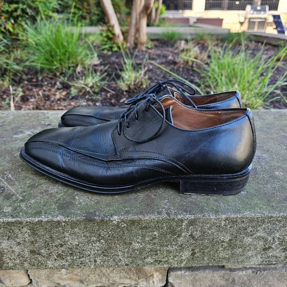 Johnston & Murphy Harding Panel Oxford Dress Shoes 9 Black Leather Square Toe